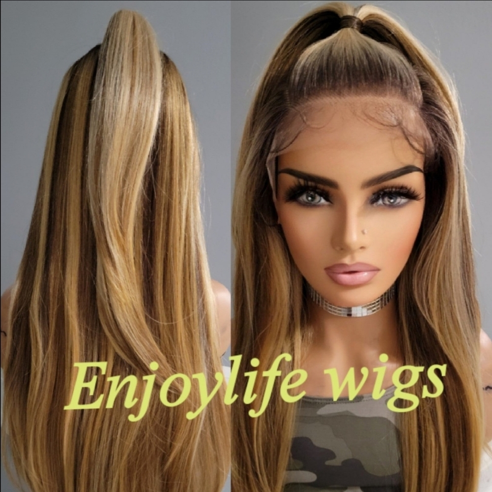 celebrity golden brown blonde paino balayage double 360 round hd lace wig.